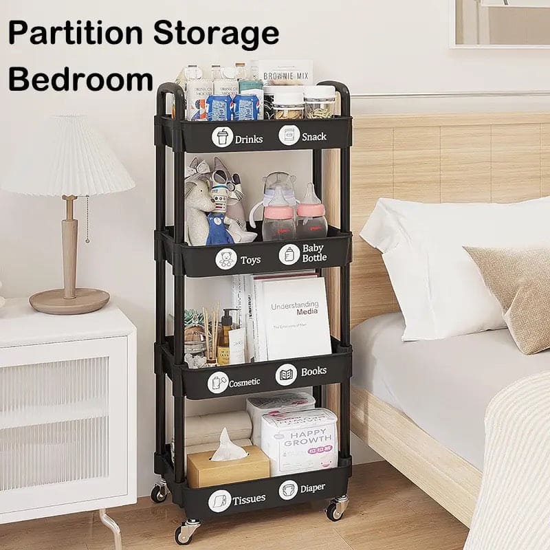 Mobile Durable Rolling Cart, Multi Layer Kitchen Trolley Cart, Snacks Storage Rack with Wheels,  Movable Gap Storage Rack, Trolley Organizer Auxiliary Cart, Home Snack Vegetables Storage Rack with Wheels