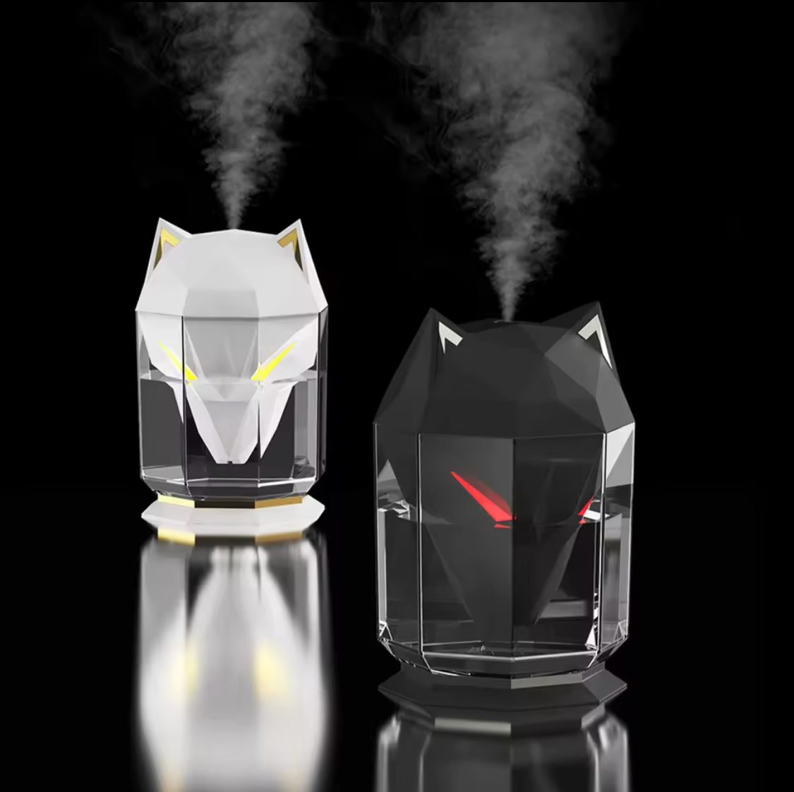 600ML Wolf Head Air Humidifier, Portable Cool Mist Sprayer With LED Li ...