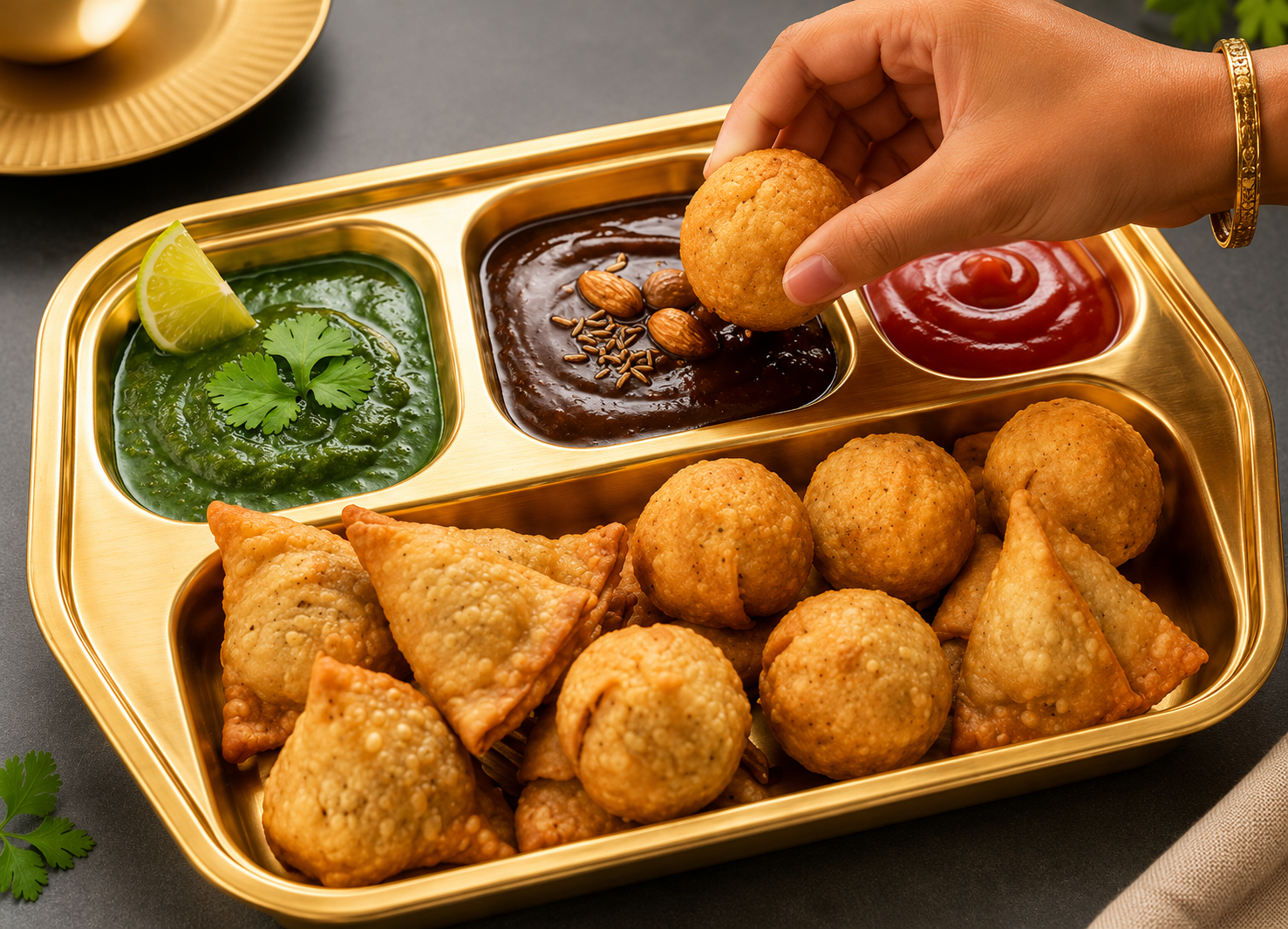4 Compartment Snack Tray, Multipurpose Snack Serving Platter, Multi Section Snack Platter