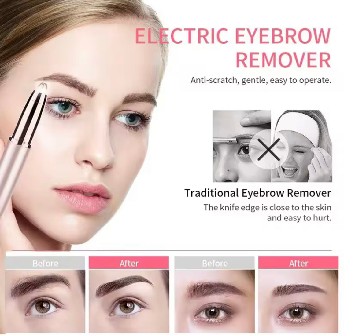 Rechargeable Eyebrow Trimmer, Makeup Painless Eyebrow Epilator, Portab ...