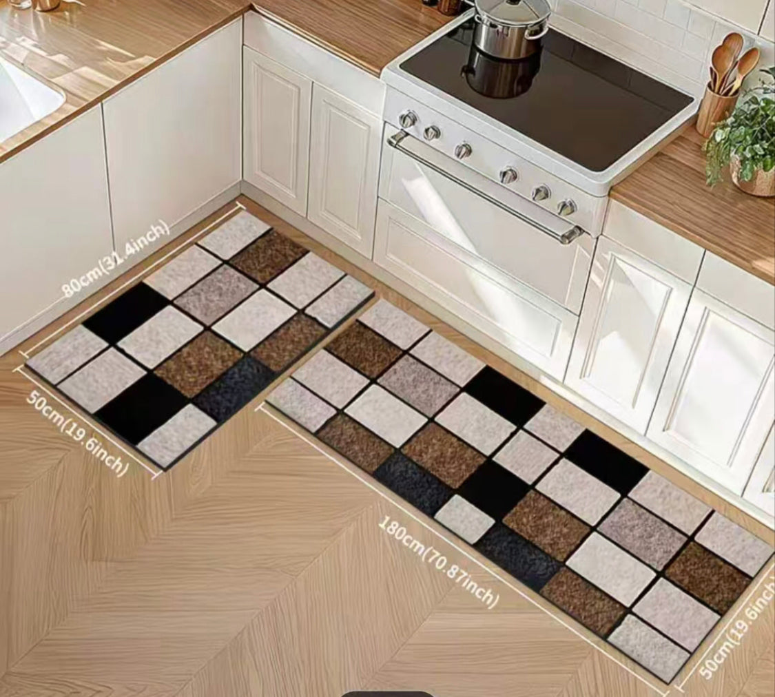 2Pcs Water Absorbent Kitchen Mat, Kitchen Mat Bedroom Long Rug, Anti Slip Floor Mat, Modern Kitchen Mat