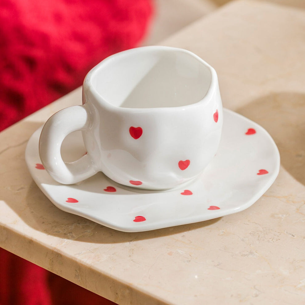 Heritage Ceramic Cup With Saucer, Morning Bliss Cup, 1Pc Home Exquisite Coffee Cup With Saucer
