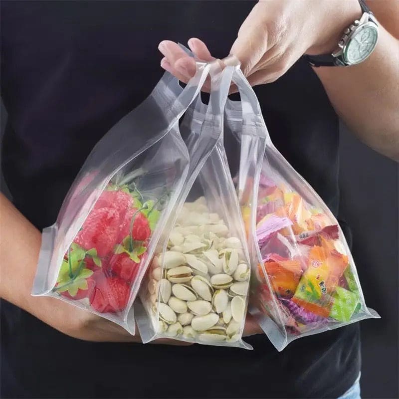 Set Of 4 Transparent Flat Bag, Reusable PEVA Food Bag, Freezer Stand Up Food Storage Bag, Kitchen Organizer Fresh Shut Bag, Multifunctional Food Preservative Storage Bag, General Use Portable Ziplock Bag