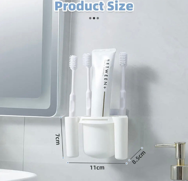 Drill-Free Toothbrush Organizer, Toothbrush Storage Shelf Bathroom, Plastic Durable Material Toothbrush Holder