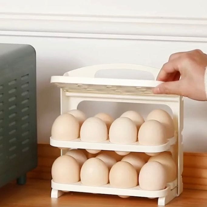 Folding Egg Rack, 24 Grid Egg Storage Holder, 3 Layer Foldable Egg Organizer, Kitchen Countertop Portable Egg Carrier, Home Egg Fresh Storage Box, Fridge Door Egg Rack, Foldable Kitchen Refrigerator Closet Egg Organizer