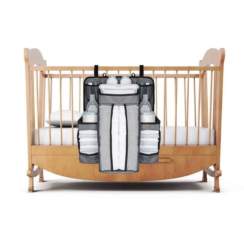 Baby Nursery Organizer, Baby's Bedside Storage Bag, Newborn Essentials Hanging Storage Bag, Multifunction Canvas Storage Bag, Infant Bedding Nursing Storage Bag, Multi Compartment Baby Stuff Holder, Stacking Tray Nursery Storage Basket