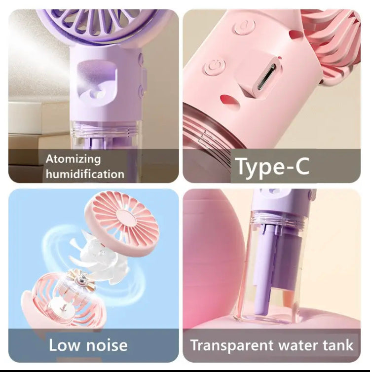 Rechargeable Mini Handheld Spray Fan, Children's Student fan, Desktop Water Mist Fan