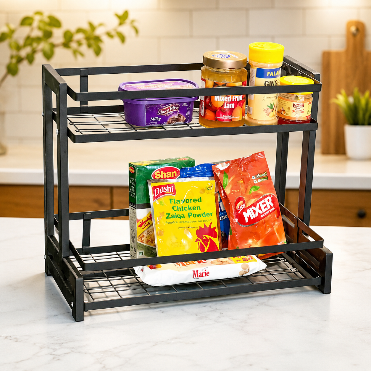 Multi Layer Countertop Storage Rack, 2 Tier Kitchen Storage Rack, Double Layer Kitchen Storage Rack