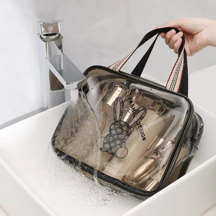 Set Of 3 Transparent Bear Cosmetic Pouch, Waterproof Transparent Makeup Bag, Multipurpose Women Cosmetic Bag, Travel Toiletry Washbag With Zipper