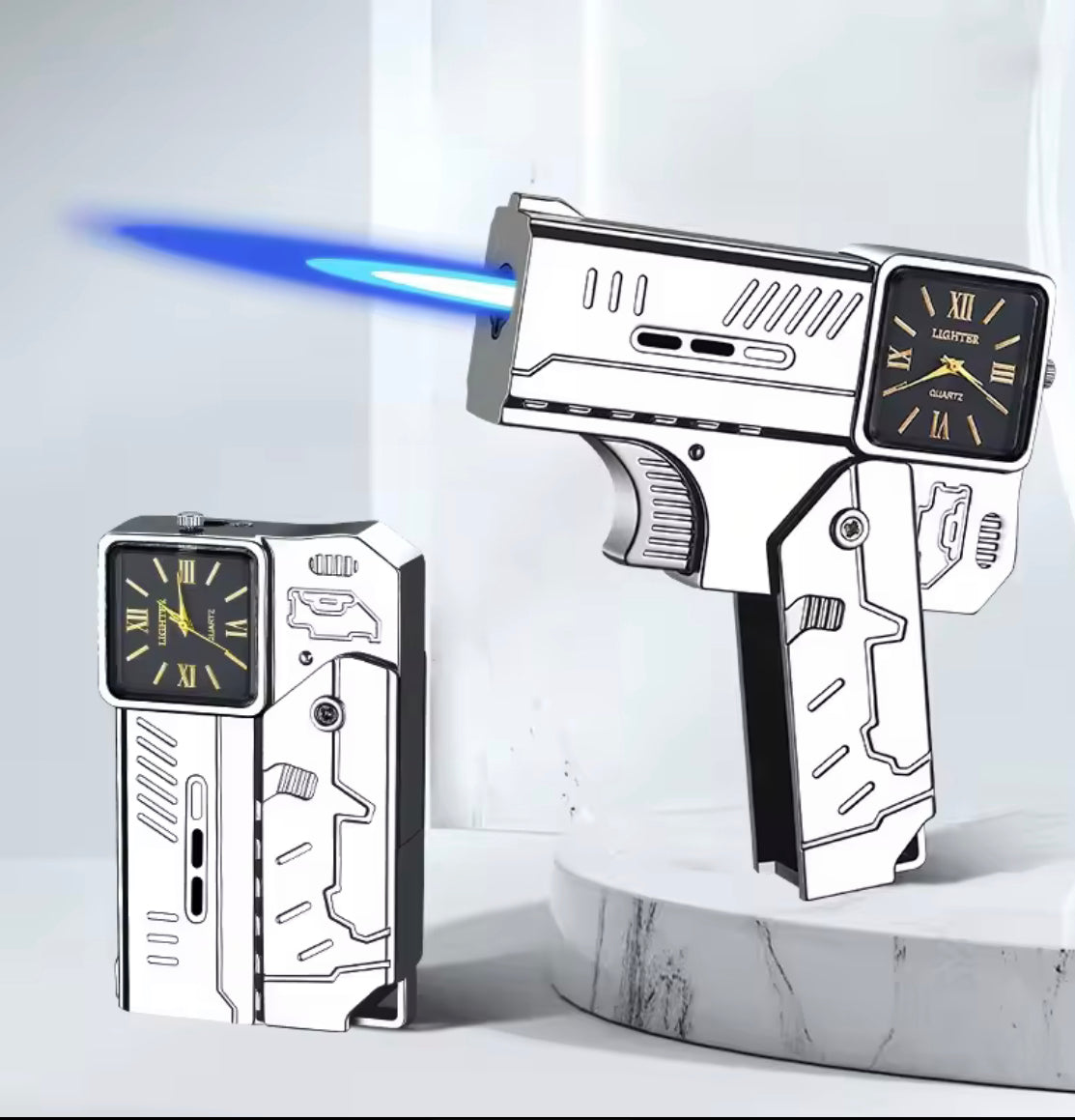 Refillable Gun Watch Lighter, Folding Watch Spray Gun Lighter, Creative Folding Gun Lighter