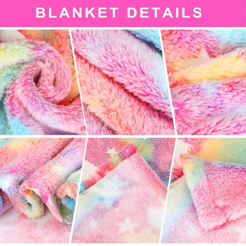Glow In The Dark Blanket, Luminous Glowing Blanket For Kids, Super Soft Cozy Warm Rainbow Blanket, Unicorns Flannel Throw Blanket, Sleepiwsh Unicorn Kids Glow Throw, Rainbow Blanket Birthday for Toddler Kids, Cozy Soft Fluffy Fleece Nap Sleep Blankets