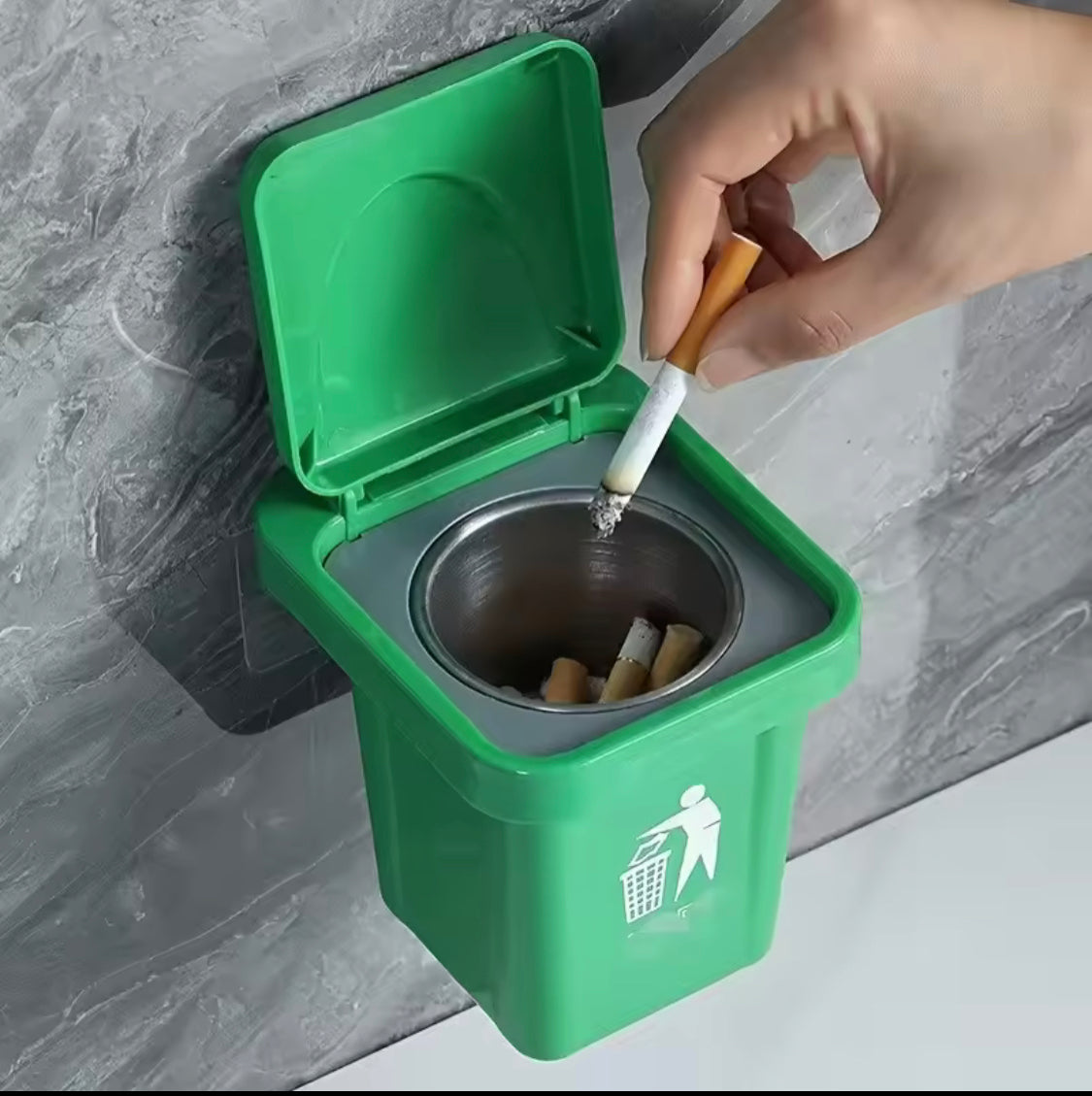 Wall Mounted Ashtray With Lid, Dustproof Mini Trash Can, Stainless Steel Ash Bin With Lid