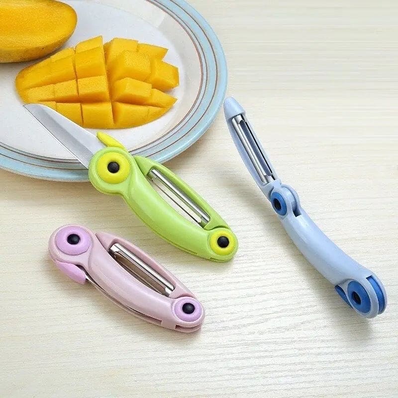 Cartoon Fruit Peeling Knife, Folding Bird Knife With Peelar, Stainless Steel Peeler, Kitchen Vegetable Fruit Cutting Peeling Knife, Multifunctional 2 In 1 Knife