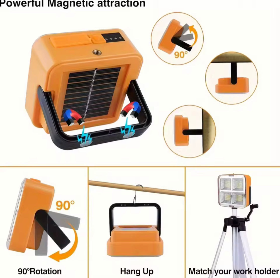 Rechargeable Outdoor LED Solar Floodlight, 500W Spotlight With Mobile Charging Pot, Camping Solar Light, Emergency Lamps Work Light, Handheld Flashlight Outdoor Tent Camping Lamp