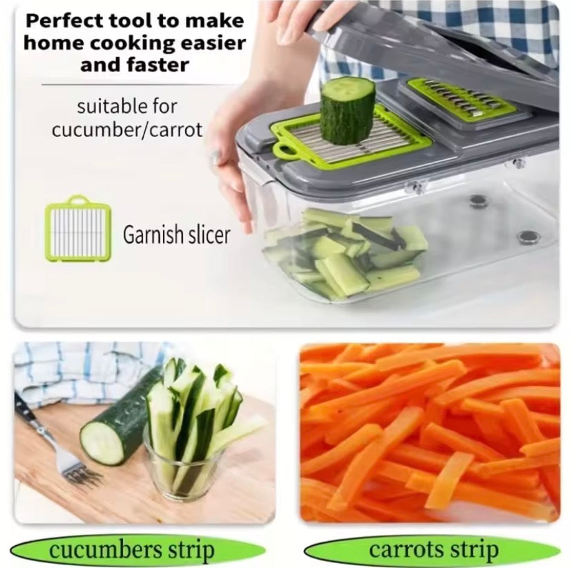 22 In 1 Fruit Vegetable Slicer With Storage Container, Multifunctional Vegetable Cutter, Manual Hand Food Chopper, Kitchen Gadgets