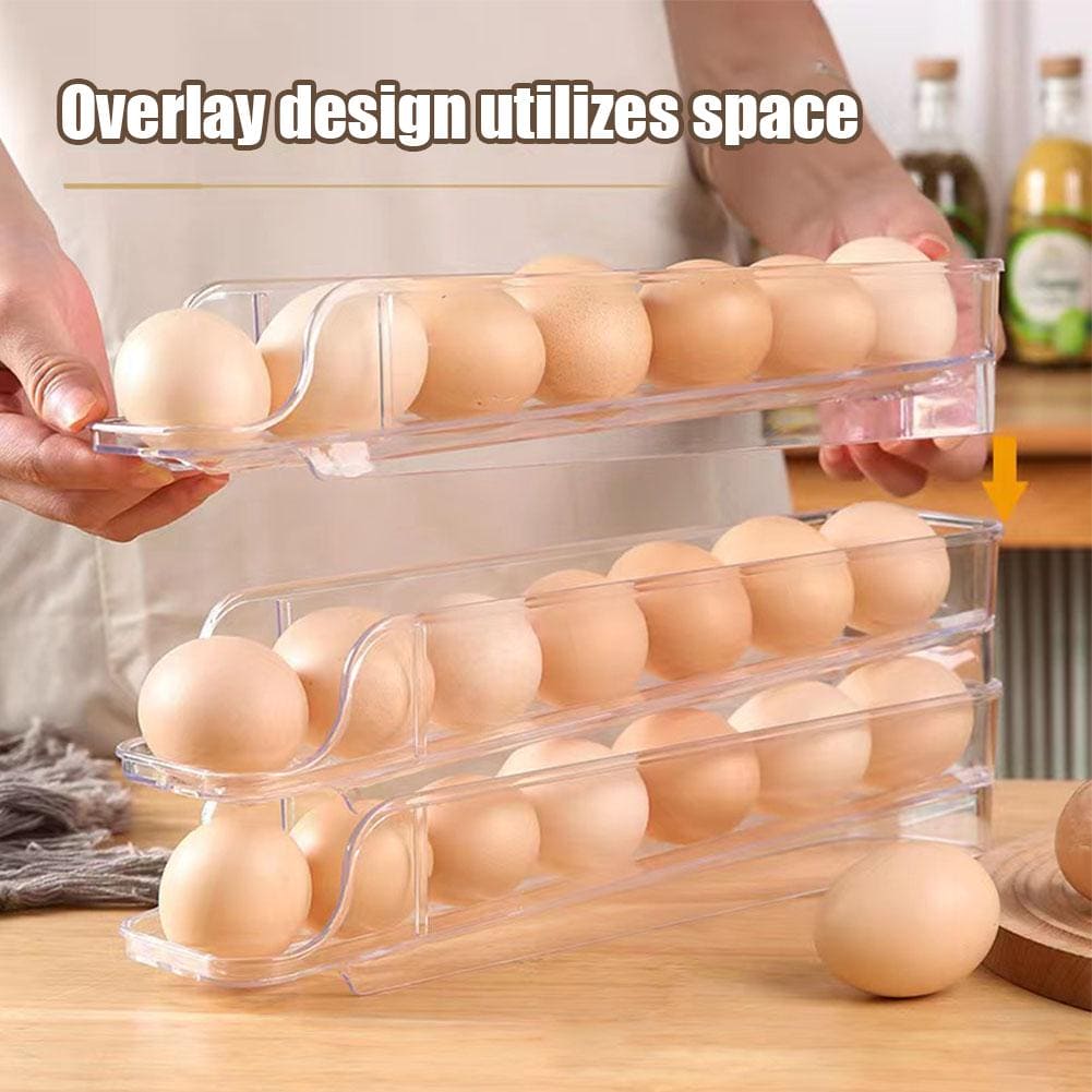 Telescopic Egg Slide Tray, Egg storage Container, Stackable Egg Tray, Safe Sliding Egg Box, Durable Egg Storage Box, Anti Slip Large Capacity Egg Holder, Kitchen Countertop Fresh Egg Storage Container