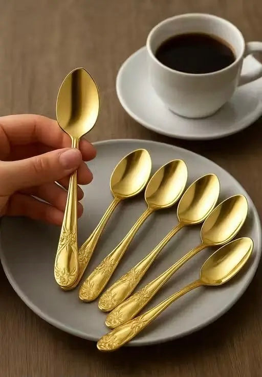 4pcs Elegant Gold Tableware Spoon Set, Stainless Steel Table Spoon, Kitchen Accessories