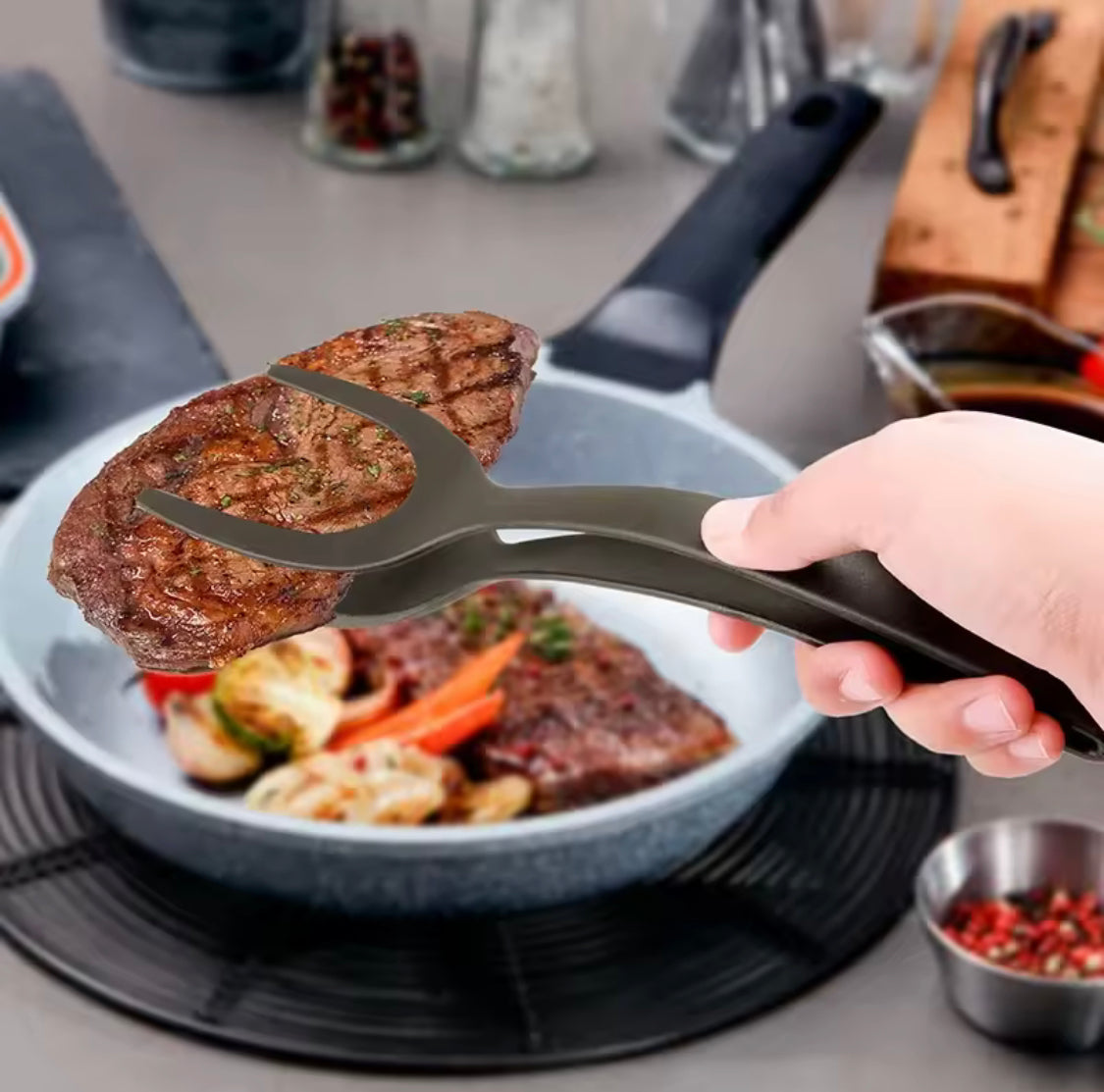 Egg Flipper Spatula, Silicone Cooking Spatula, 2 in 1 Grip Flip Tong, Silicone Steak Tongs, Omelette Turners, Pancake Bread Clamp