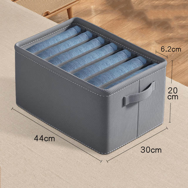 6 Grids Washable Wardrobe Clothes Organizer, Jeans Compartment Storage Box, Clothes Drawer Mesh Separation Box