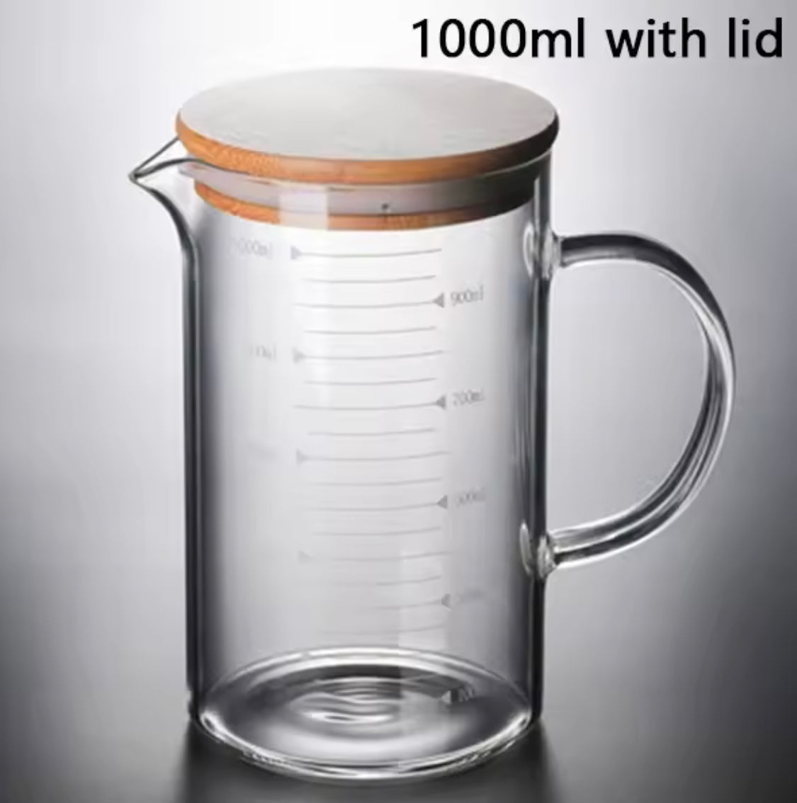 Glass Measuring Cup With Lid, Heat Resistant Measuring Cup With Handle, Laboratory Beaker Measuring Mug