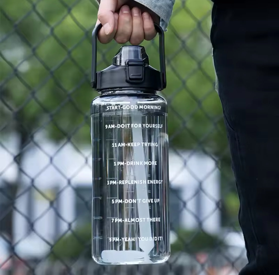 Pack Of 3 Transparent  Motivational Water Bottle, Large Capacity Water Bottle, Sports Water Bottle, Transparent Refillable Leakproof Water Bottle