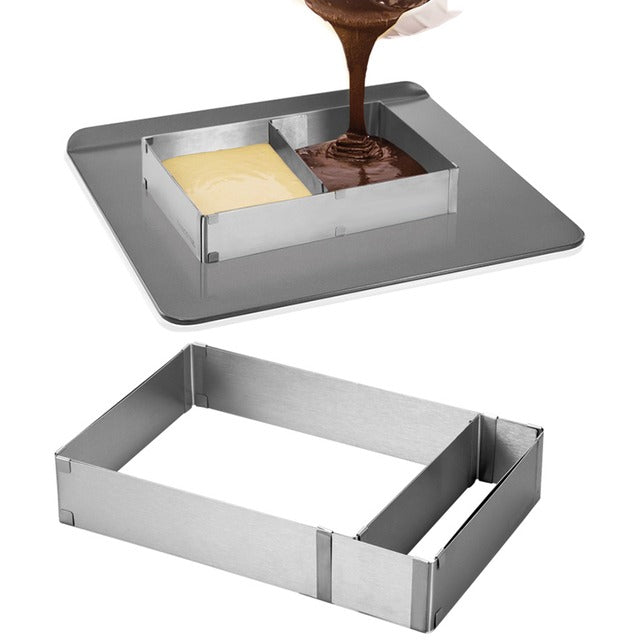 Adjustable Stainless Steel Cake Mold, Square Mold For Home Baking, Kitchen Baking Cooking Tool