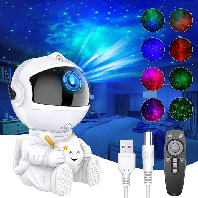 Astronaut Starry Projector Lamp, DIY Astronaut Galaxy Atmosphere Light, Vortex Colorful Rotating Projection Light, Laser Nebula Projector Night Light