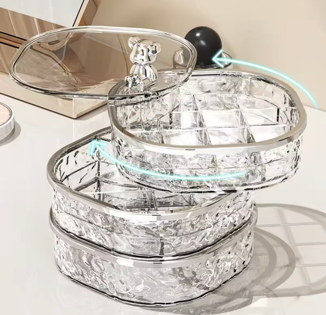 Multi Layered Rotating Jewellery Storage Box, Jewellery Storage Stand, Acrylic Bracelet Earring Storage Organizer Box