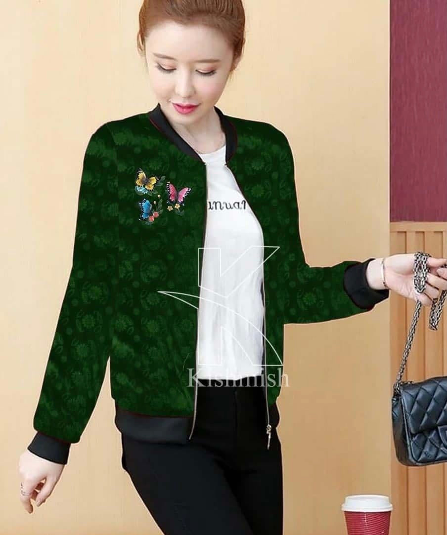 Printed Velvet Zipper Jacket