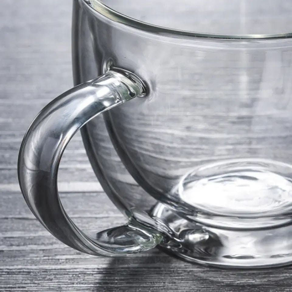 Heat Resistant Tea Cup, Double Wall Glass Cup With Handle, Portable Transparent Beverage Mug, Chai Glass Cup, Insulated Coffee Mug, Coffee Glass