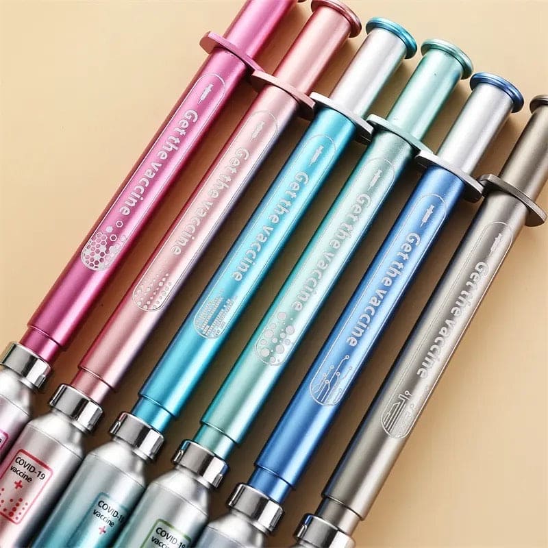 Luminous Vaccine Gel Pen, Doctor Nurse Pen, Syringe Neutral Pens, Syringe Modeling Gel Pen, Student Stationery Pen, School Office Supplies Gel Pen, Creative Syringe Shape Gel Pen