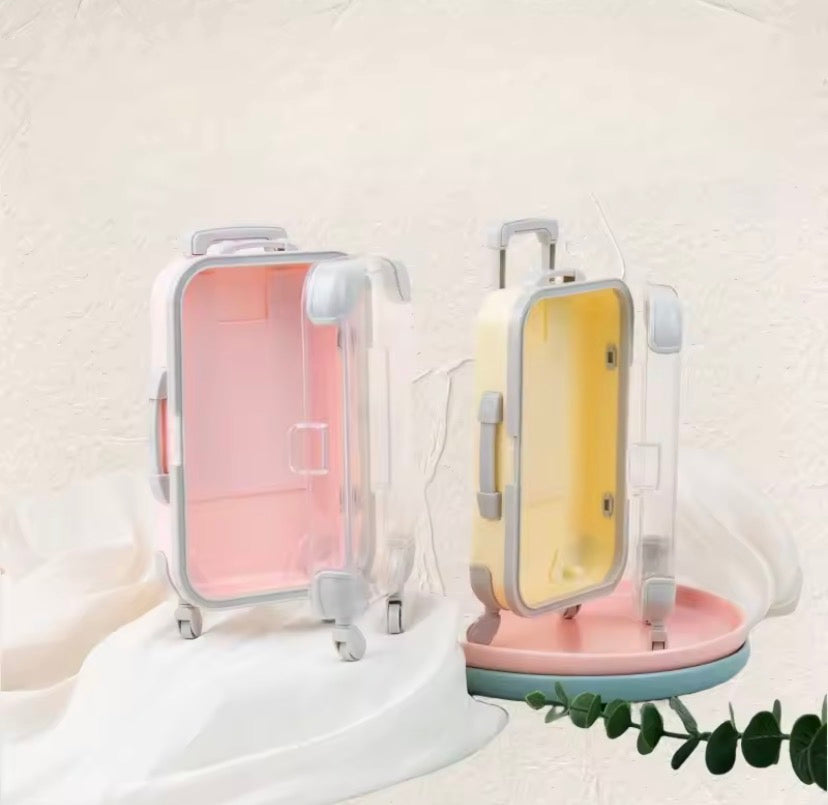 Mini Suitcase Trolley Storage Organizer Case, Tiny Suitcase Trolley Storage Case, Makeup Carrying Toiletry Suitcase Box