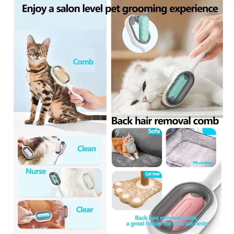 Pet Grooming Brush, Clothes Fuzz Shaver, 4 in 1 Pet Cleaning Hair Removal Comb, Travel Brush for Removing Pet Hair in Cloth, Self Slicker Cleaning Brush, Multifunctional Cat Dog Comb, Floating Hair Sticky Remover, Universal Pet Knots Remover