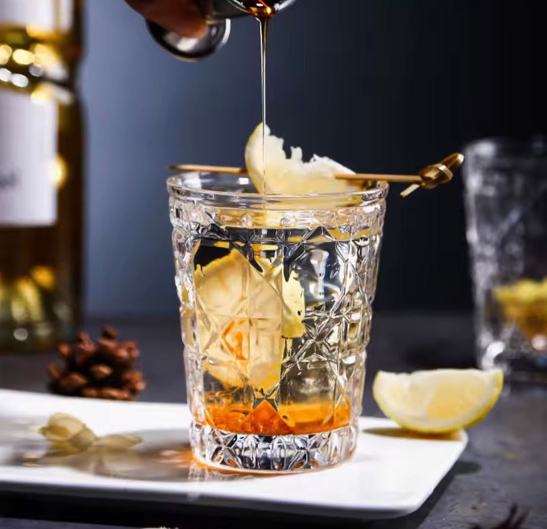 Diamond Patterned Cold Drink Glass,  Household Breakfast Milk Cup, Transparent Juice Cold Drink Cups