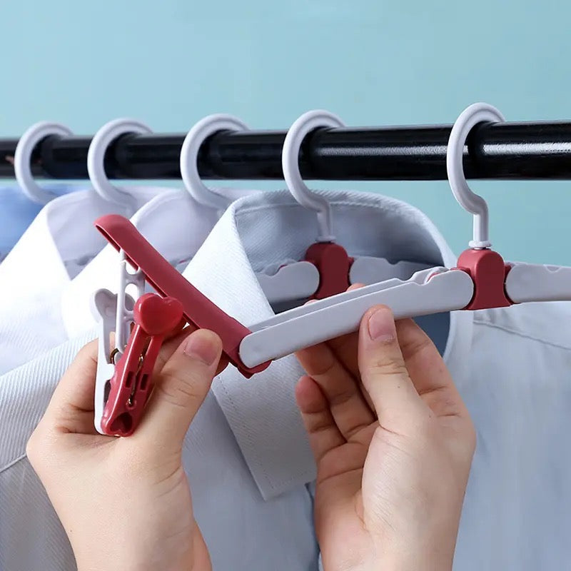 Folding Cloth Hanger, Multifunctional Windproof Clip Drying Rack, Household Anti Slip Clothes Holder, Travel Essentials Clothes Rack, Home Wardrobe Storage Rack, Anti Skid Coat Hangers, Space Saving Hangers for Home Travel Outdoor Camping