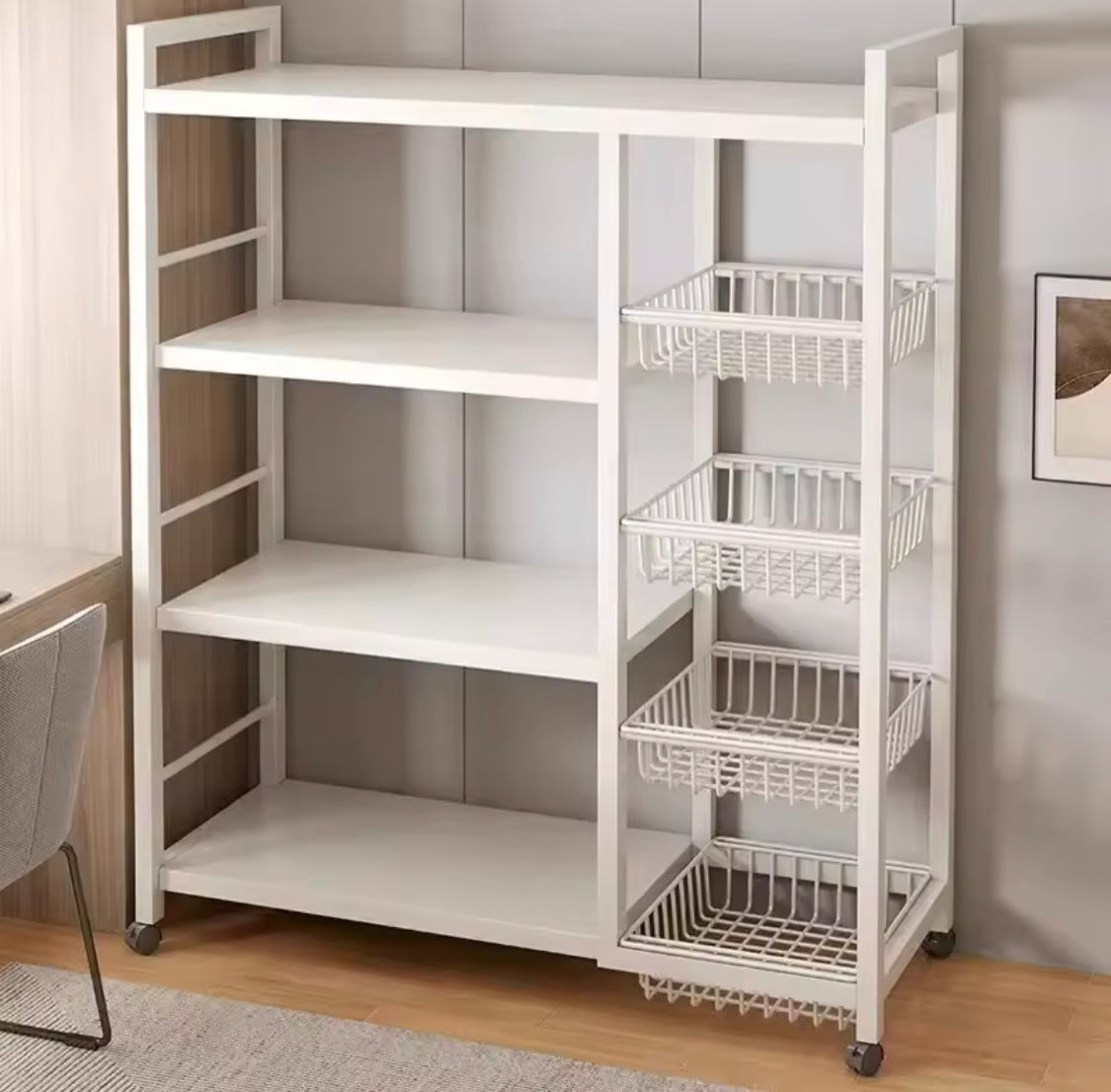 Multilayer Storage Rolling Cart, Moveable Kitchen Storage Rack With Ba ...