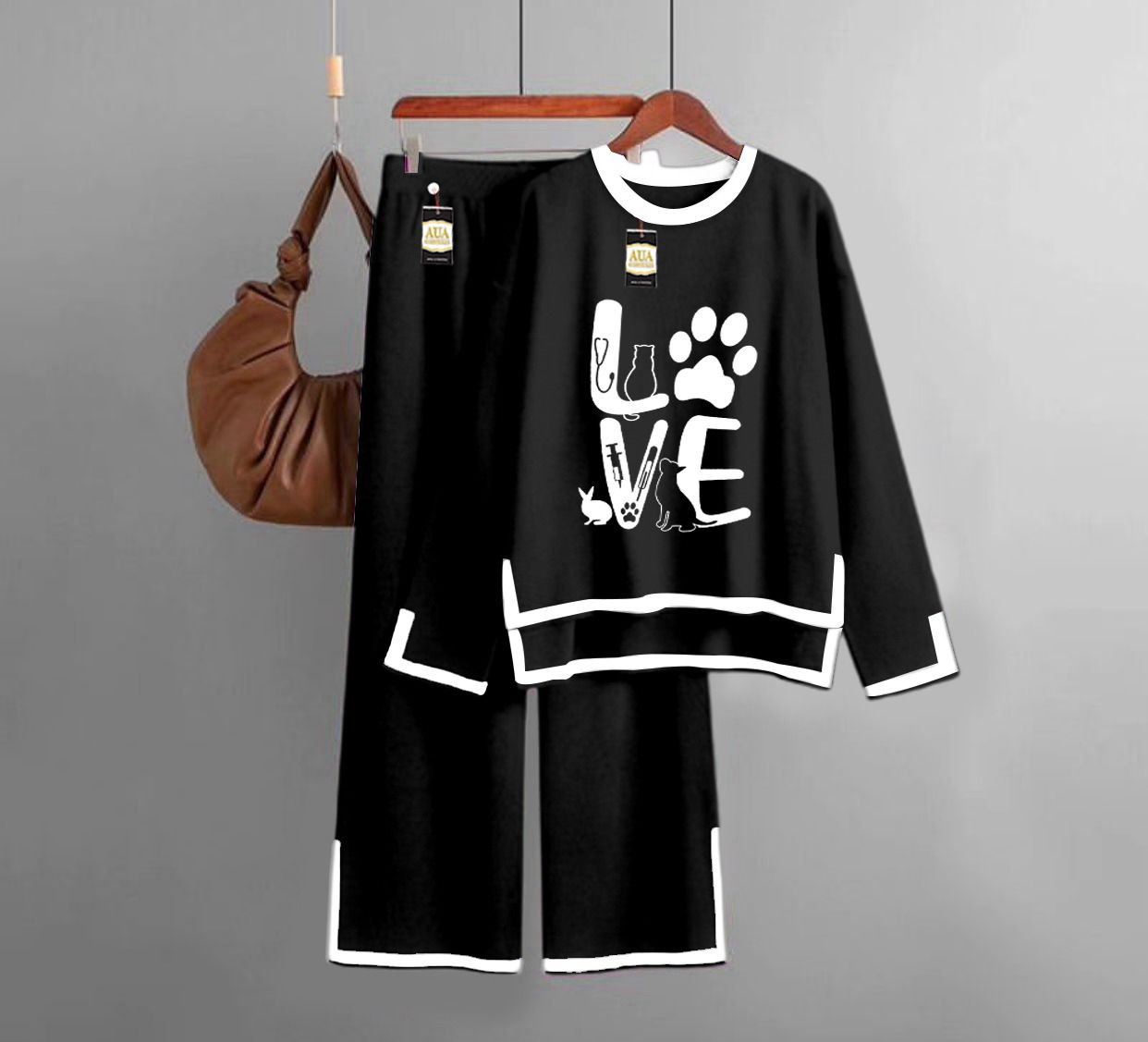 Comfortable Night Dress, Black Sleep Wear, Cozy Night Suit