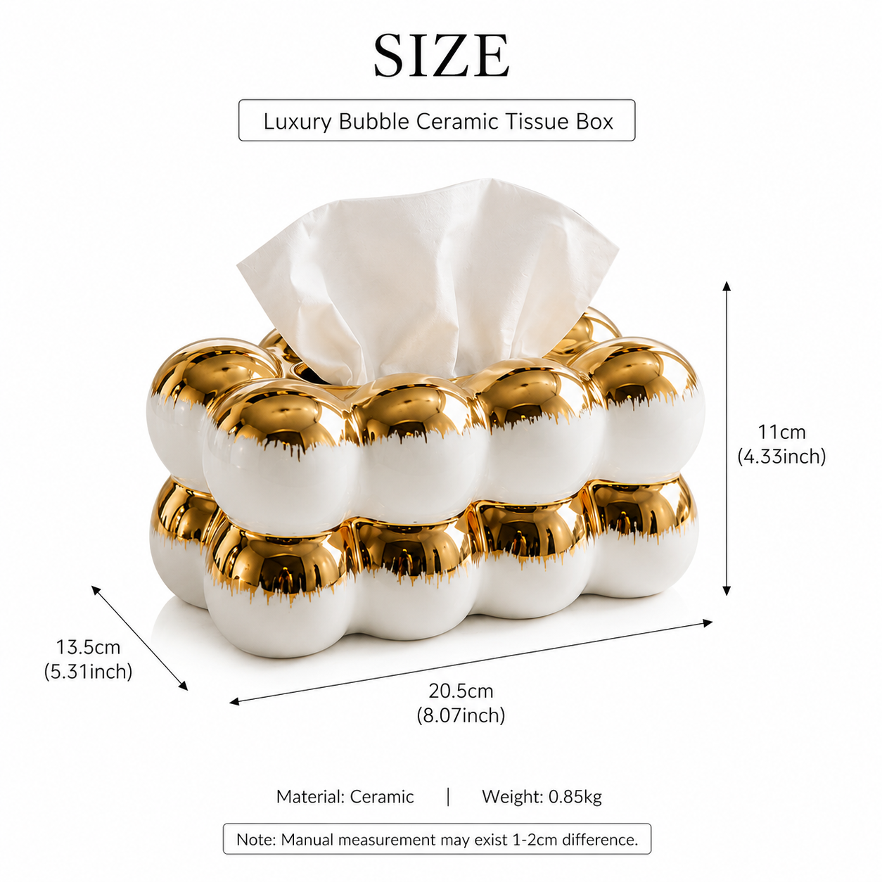 Luxury Bubble Ceramic Tissue Box, Decorative Ceramic Tissue Box, Luxury Vanity Tissue Box