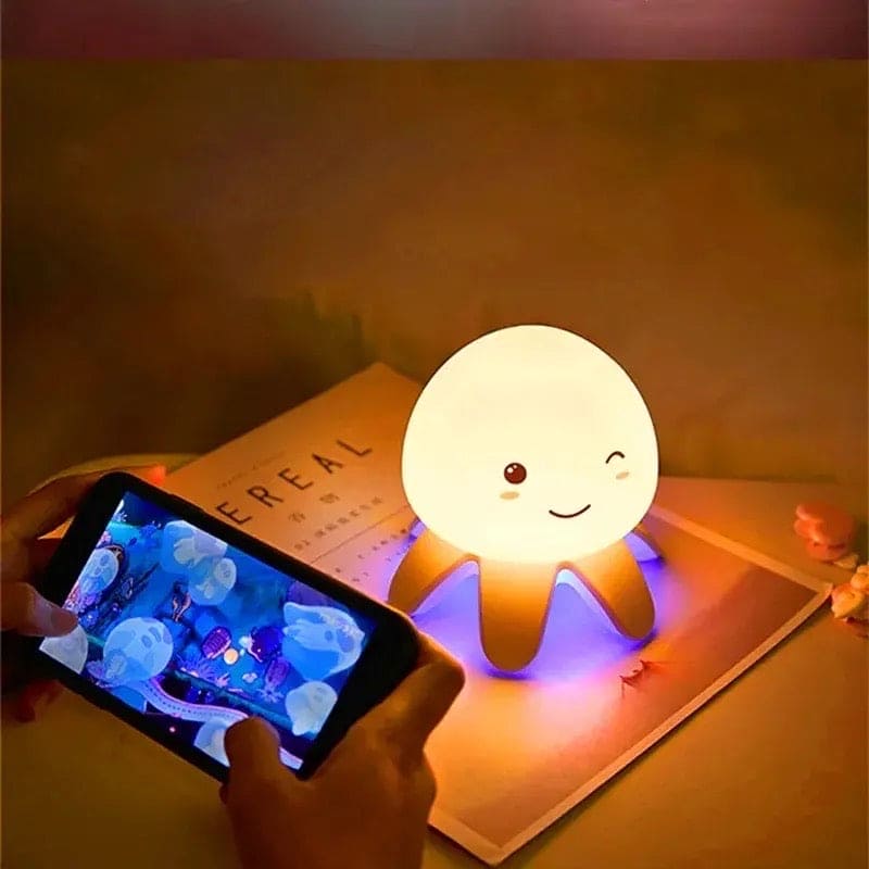 Jellyfish Night Light, Music Clapping Small Night Light, Color Changing Nursery Night Light with Remote Control, Rechargeable LED Jellyfish Lamp, Tap Control with Music Night Lights for Kids Room