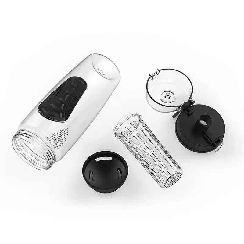 Aqua Time Infuser Water Bottle, 1L Time Tracker Bottle With Cleaning Brush, Acrylic Detox Sports Water Bottle, Triton Sports Bottle with Flip Top Lid, Fruity infusing Water Bottles for Women & Men -