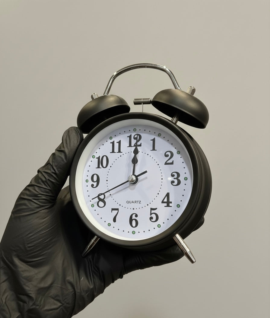 Mini Retro Twin Bell Alarm Clock, 
Metal Twin Bell Alarm Clock, Analog Quartz Display Clock, Easy Operate Bedside Analog Small Desk Clock
