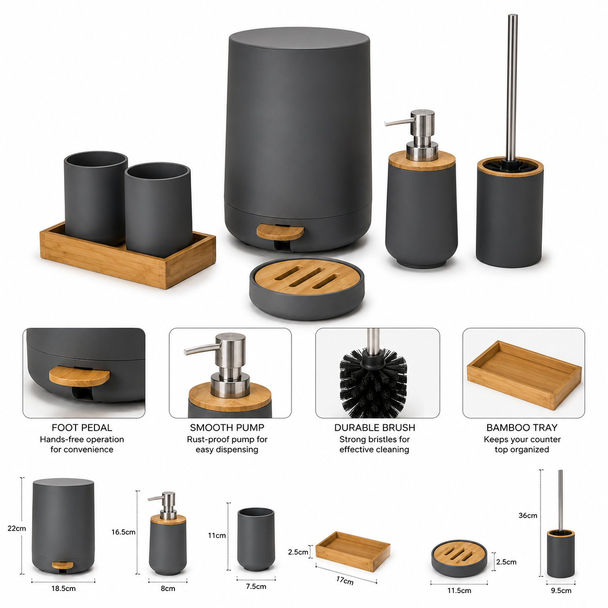 Luxury 6pcs Bathroom Accessories Set, Nordic Style Bathroom Essentials Set, Elegant Bathroom Countertop Essentials, Modern Bathroom Accessories Set