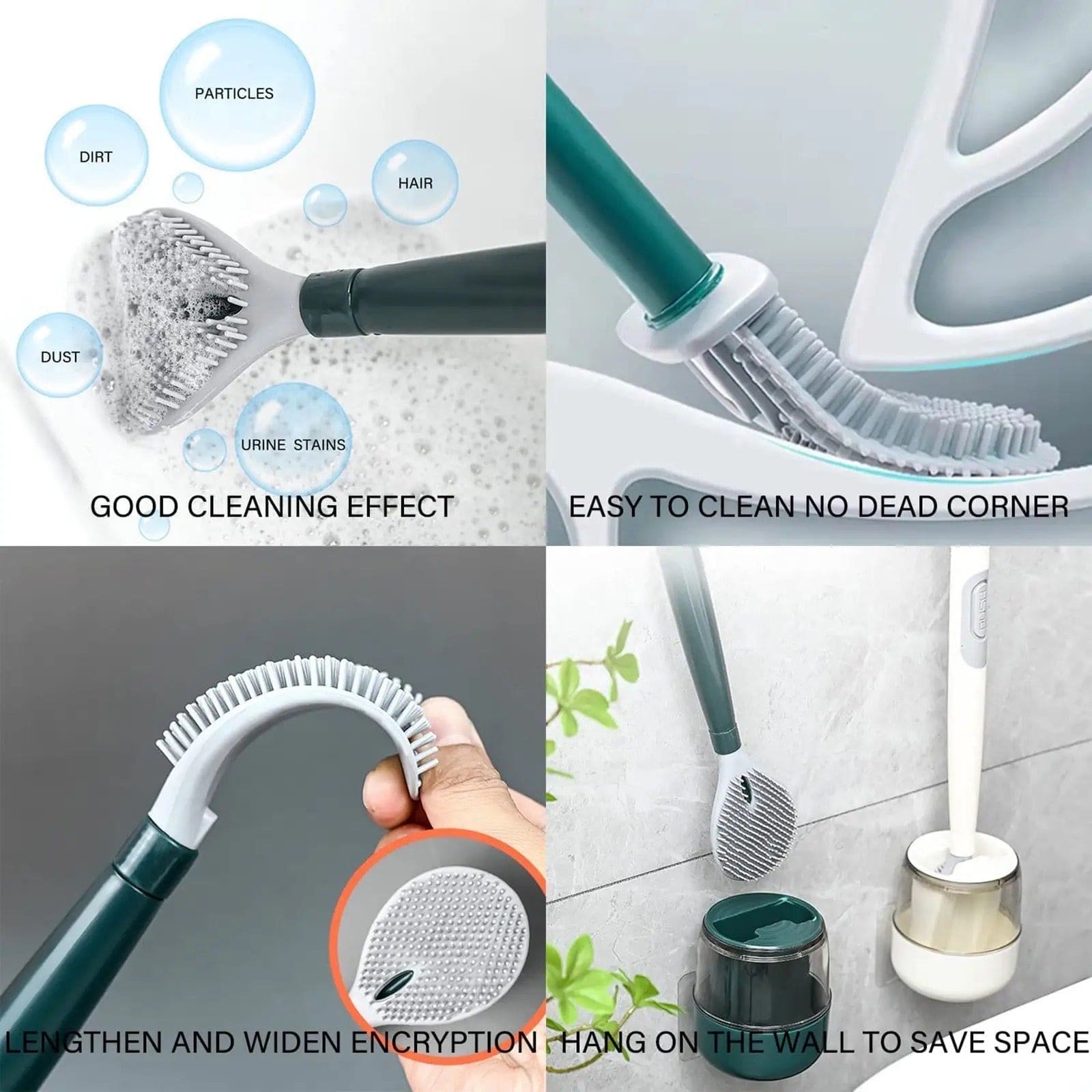 Soap Dispensing Toilet Brush With Holder, Silicone Long Handled Cleaning Brush, Wc Toilet Brushes Bathroom Accessories, Silicon Wall Hanging Toilet Brush With Bracket