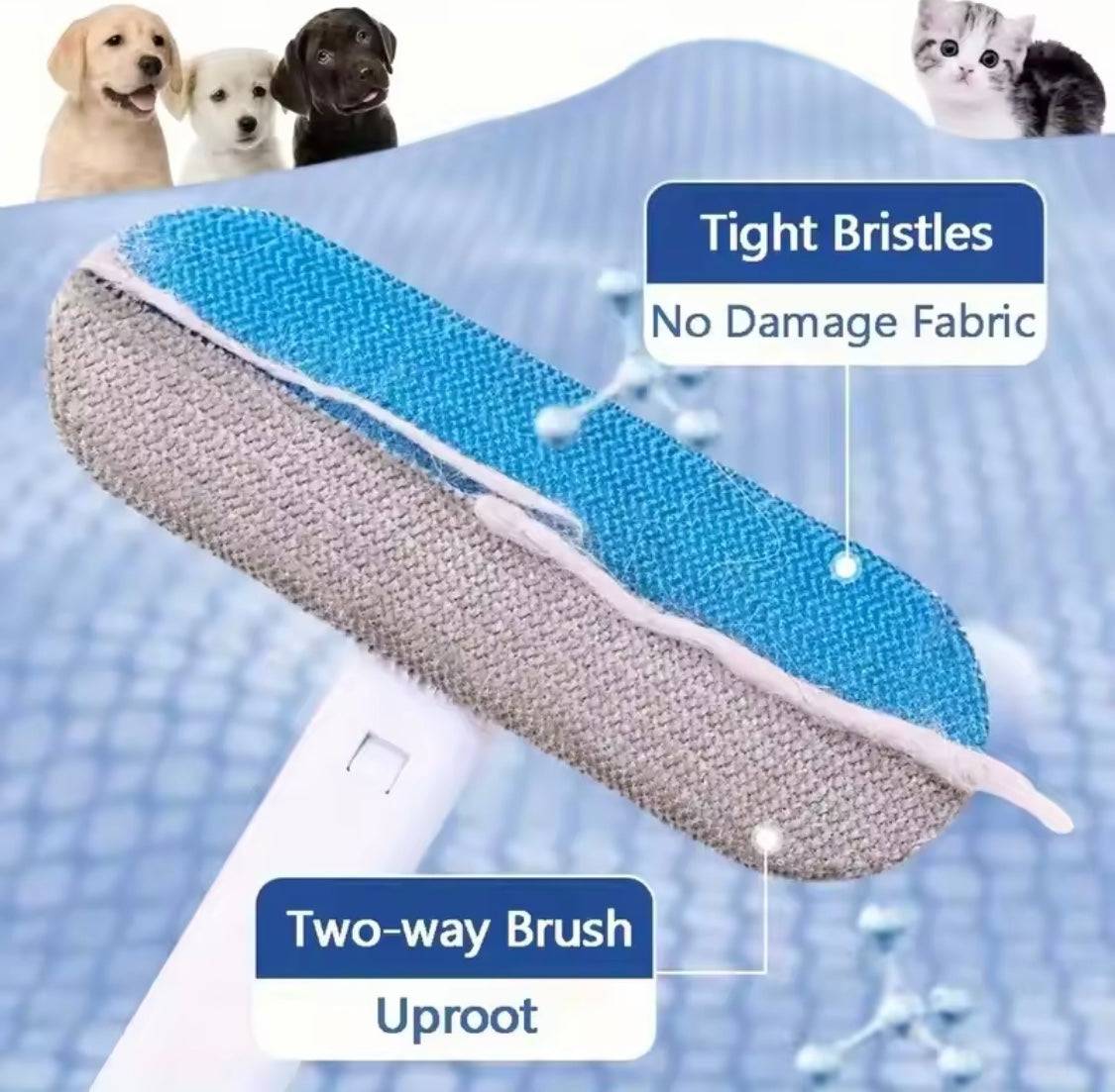 3 In 1 Pet Hair Remover Brush, Long Handle Window Cleaning Brush, Pet Fur Cleaning Tool, Manual Cat Dog Hair Remover Brush