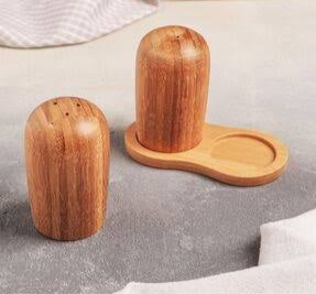 Wooden Salt And Paper Set With Base, Condiment Grinding Tool Kitchen G ...
