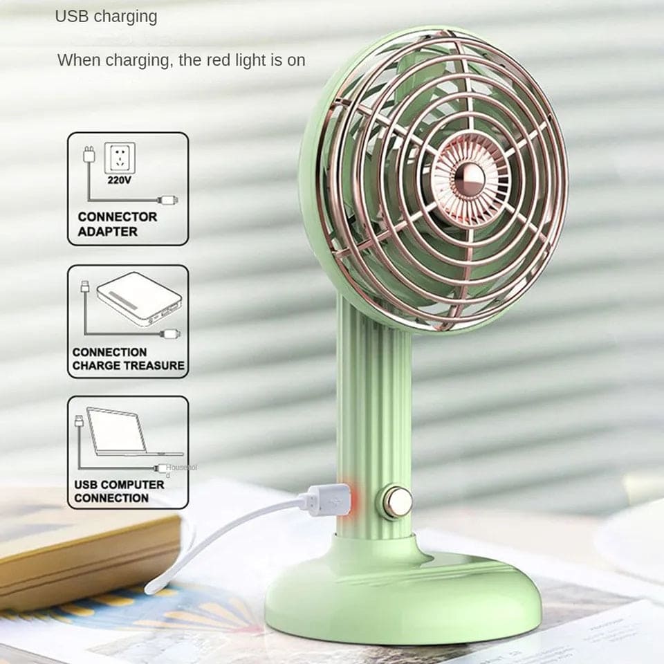 Retro Handheld Fan, Desktop Rotatable Fan, Portable Silent Fan, Usb Mini Charging Electric Fan, Ultra Quiet High Portable Fan