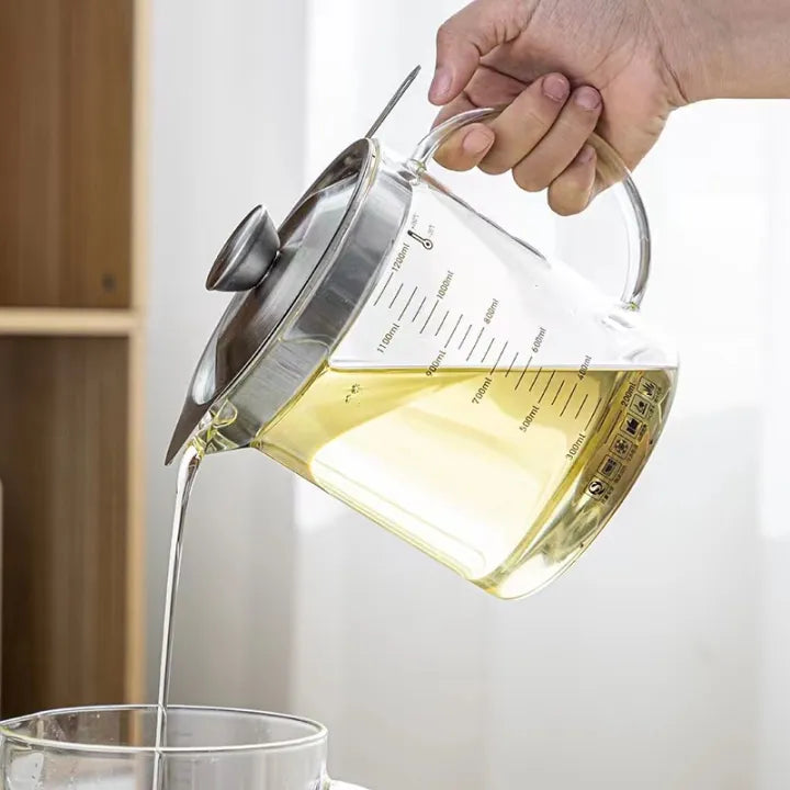 High Borosilicate Glass Oil Filtering Pot, Large Capacity Oil Storage Tank, Oil Separator Glass Pot
