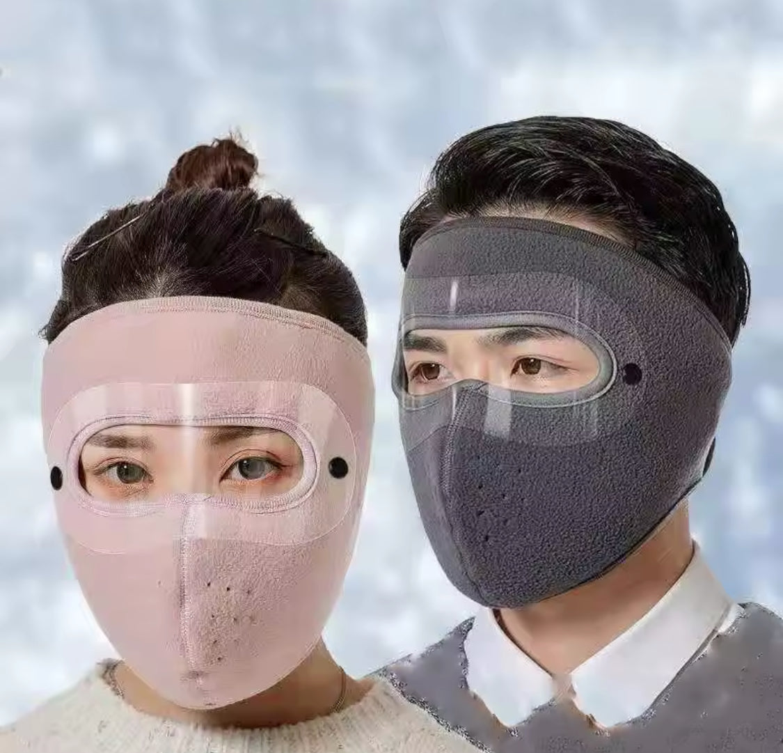 Windproof Anti Dust Full Face Mask, Double Layer Fleece Riding Warm Mask, Winter Warm Cap