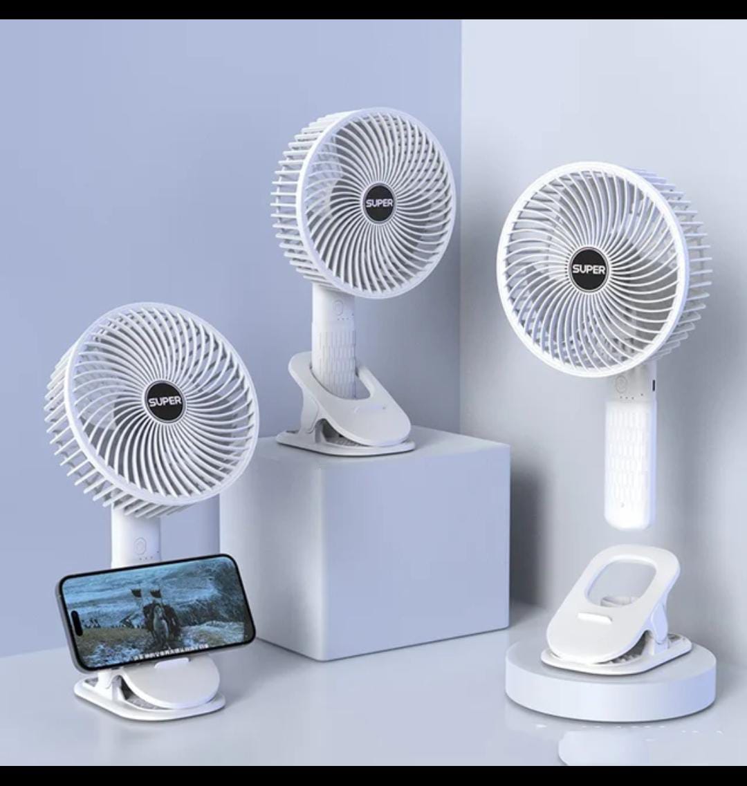 Portable Small Clip Fan With Phone Stand, Lightweight Mini Handheld Cooling Fan, Rechargeable Table Fan