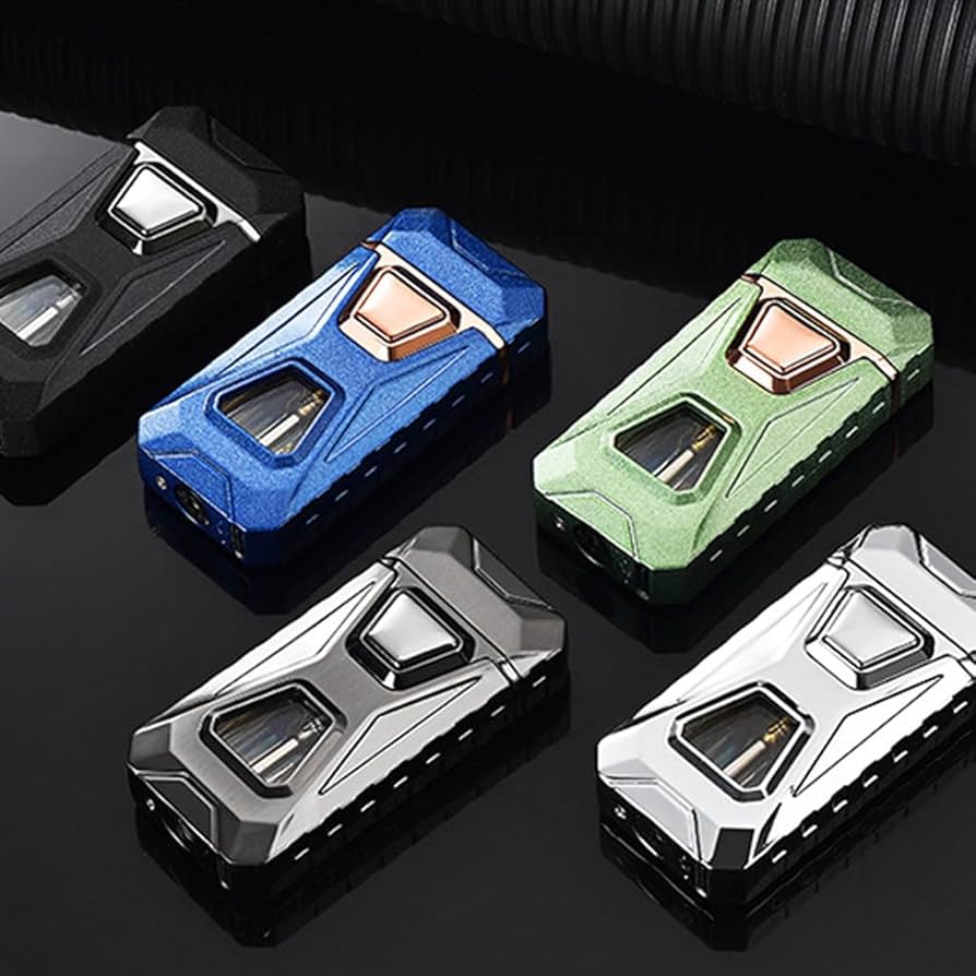 Creative Dual Flame Torch Jet Lighter, Grinding Wheel Windproof Metal Lighter, Cigarette Accessories